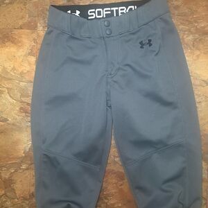 Under Armour Youth M Gray Softball Pants Knicker Girls Uniform